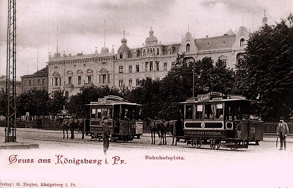 Koenigsberg Bahnhofsplatz Pferdebahn