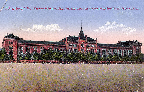 Koenigsberg Kaserne Inf-Reg Nr 43 6 Ostpr. 1917