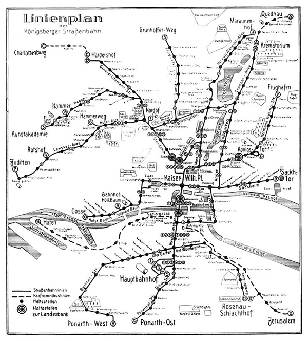 Koenigsberg Strassenbahn Line Plan