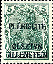 Post stamp Allenstein plebiscite 5 pf