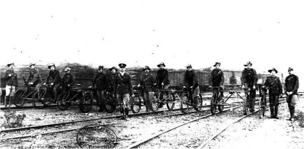 Railway patrol cycles in the Cape Town rail yards