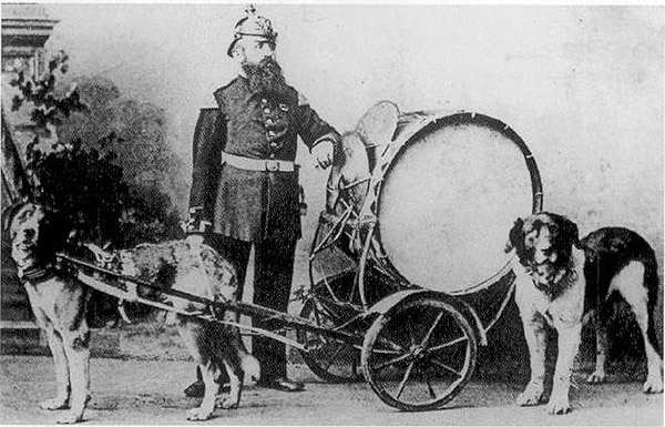 Trommler und Trommelwagen mit Pascha und Sultan um 1874