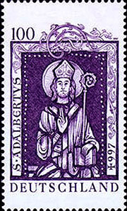 German postage stamp issued for the millennium of the death of St. Adalbert. 1997.