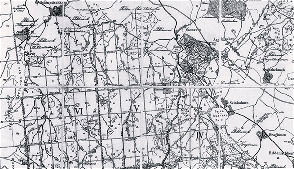 rominten_map_kvartals Waldbewirtschaftung von Romintskaya Pushcha