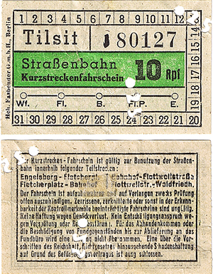 Tilsit tram ticket